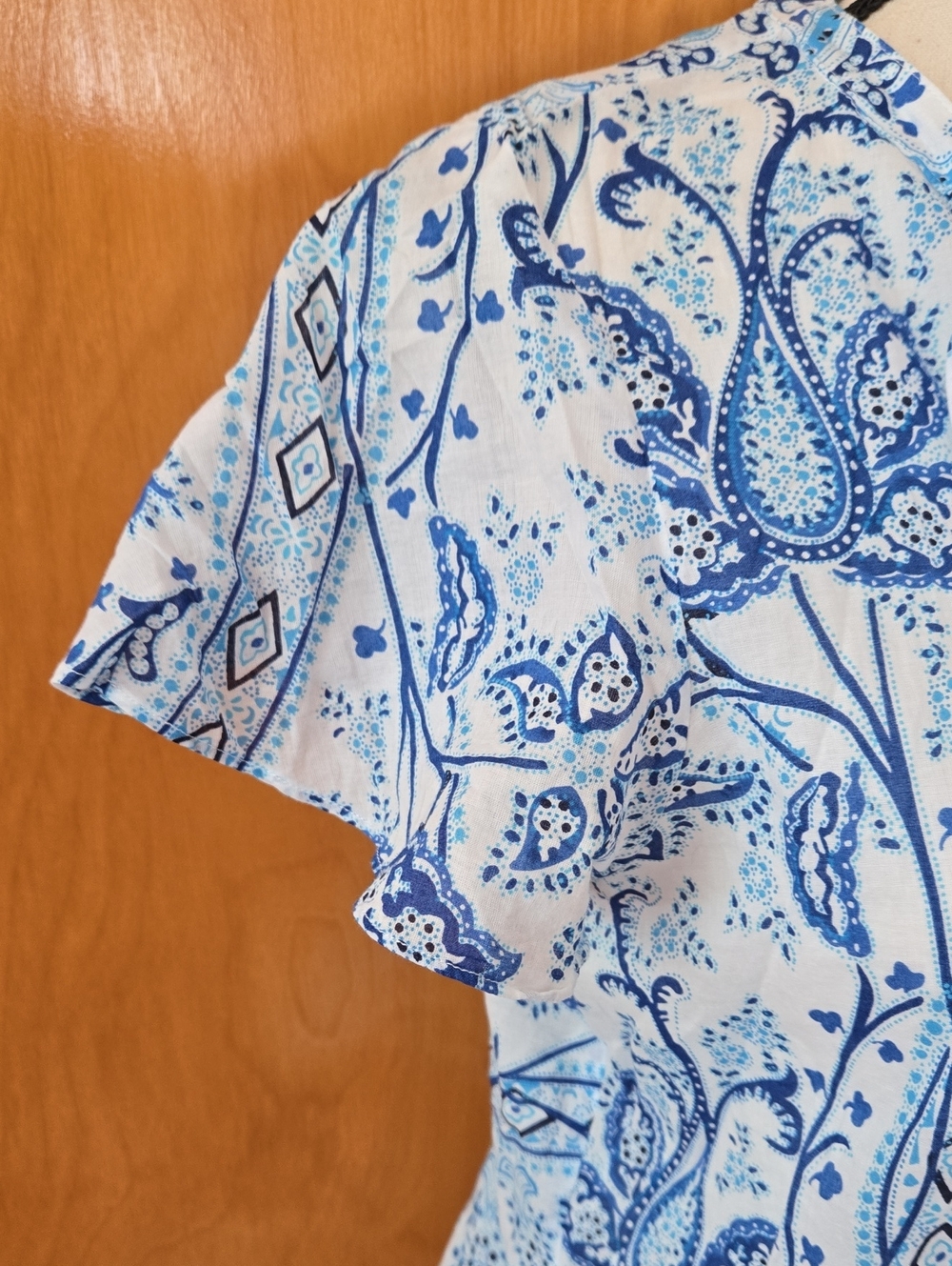 Chaps Blue and White Paisley Cotton Top - Picture 3 of 5